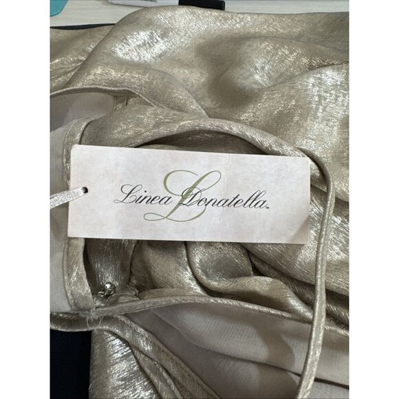 Linea Donatella Women's M Gold Shimmer Satin Nighty Nightgown Short NWT 9097 - Picture 8 of 11